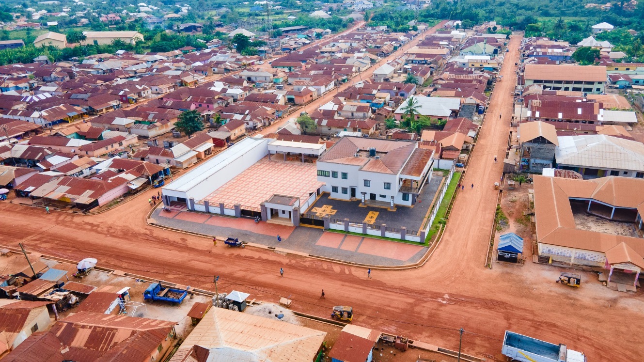 Aerial view of the Awaso township
