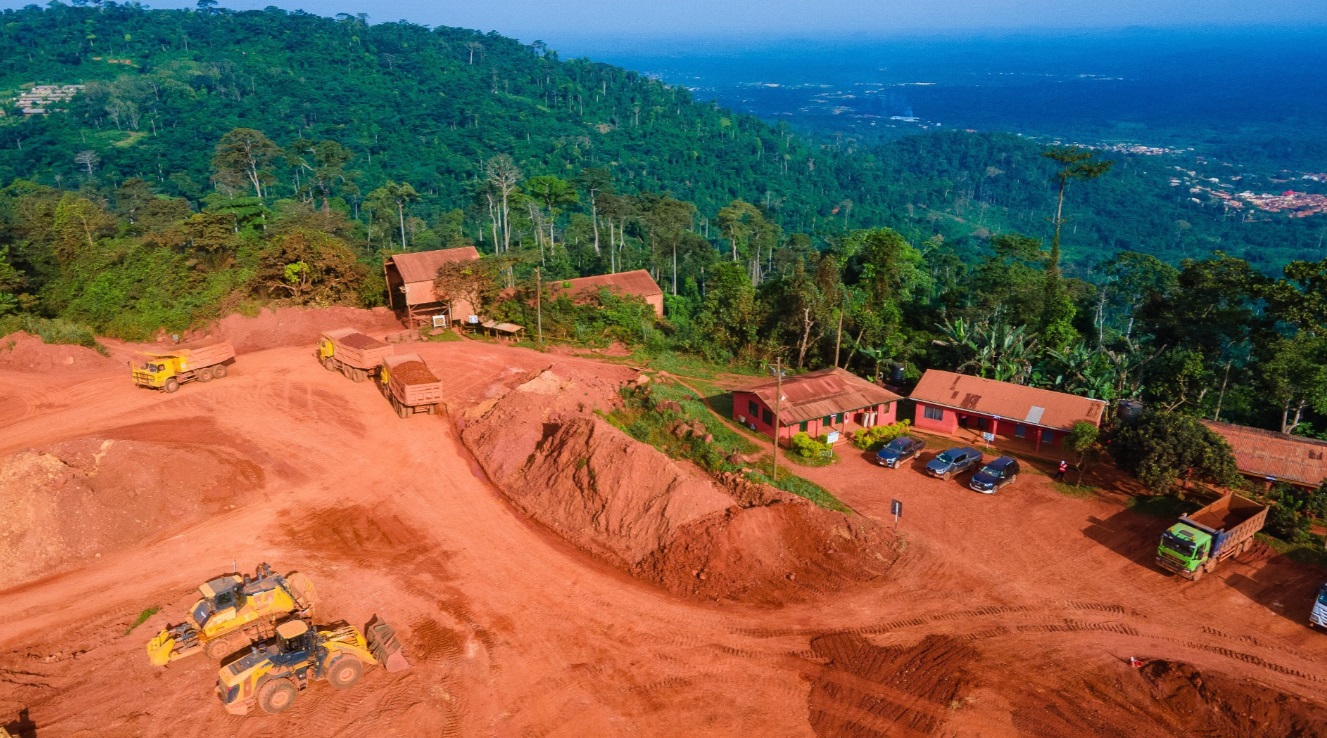 Aerial view of the hilltop mine camp