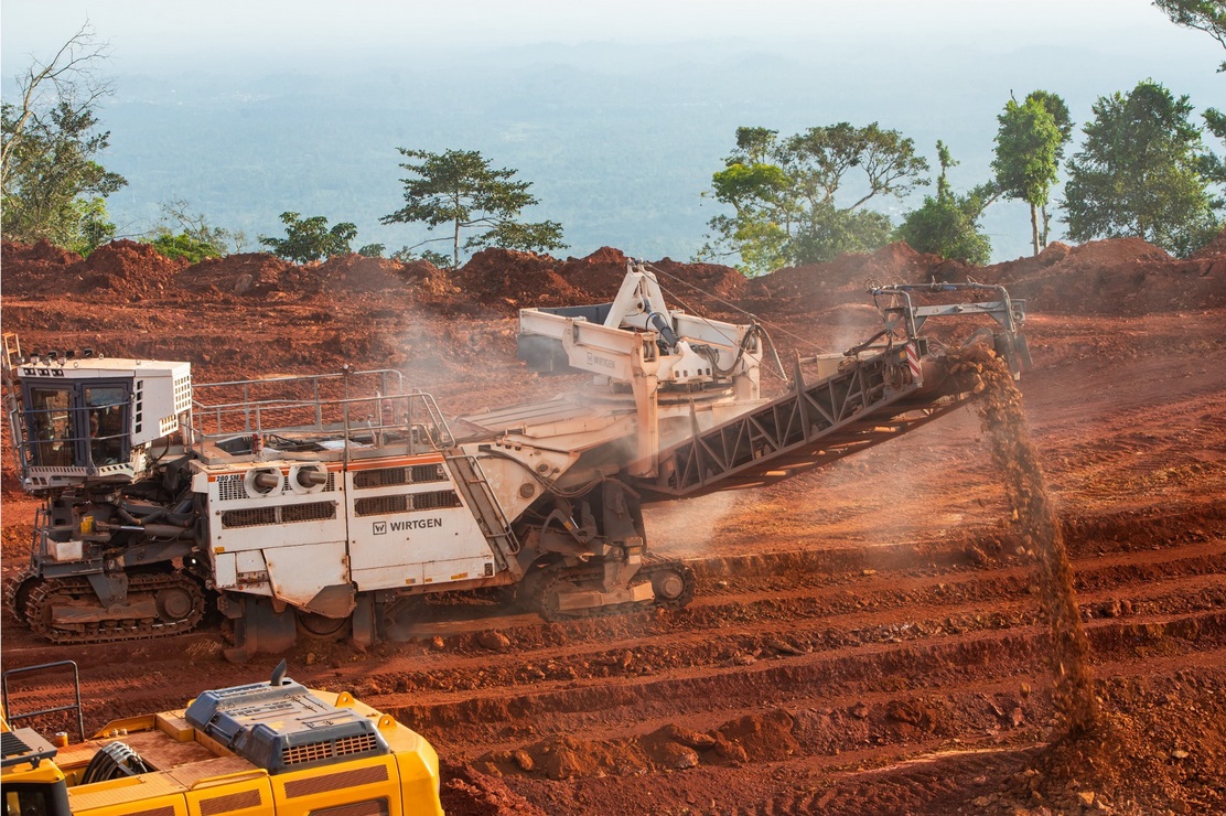 Surface miner cutting bauxite ore