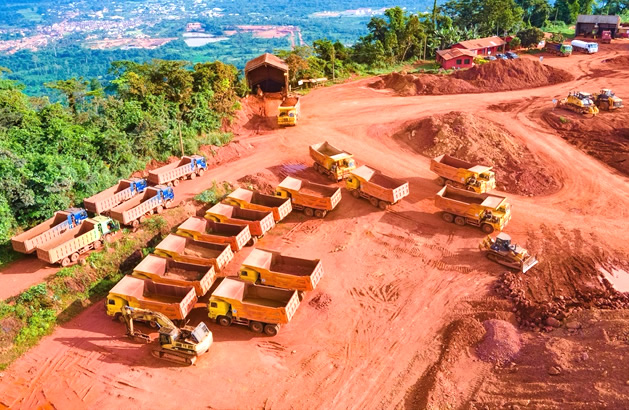 Fleet of GBC tipper trucks staged at the site